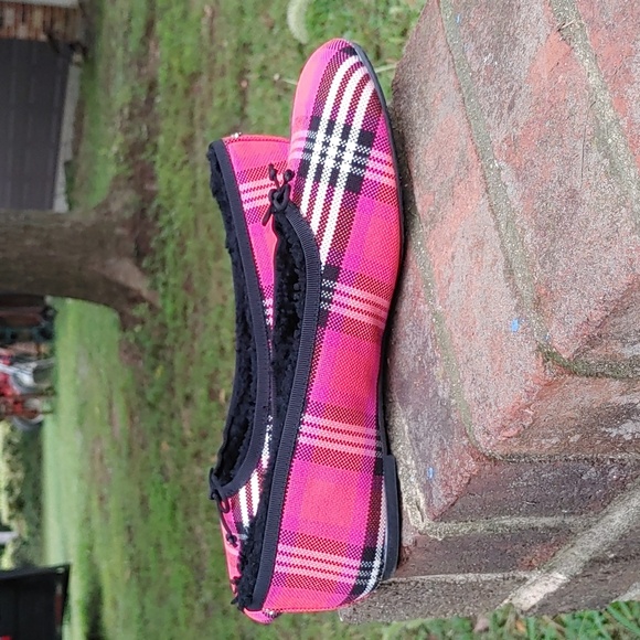 Kate Spade Honey Sherling Pink Multi Plaid Flat Size 7.5 (3472) - Picture 3 of 8